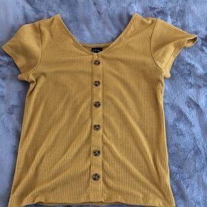 Art Class Yellow Button Down Crop Top